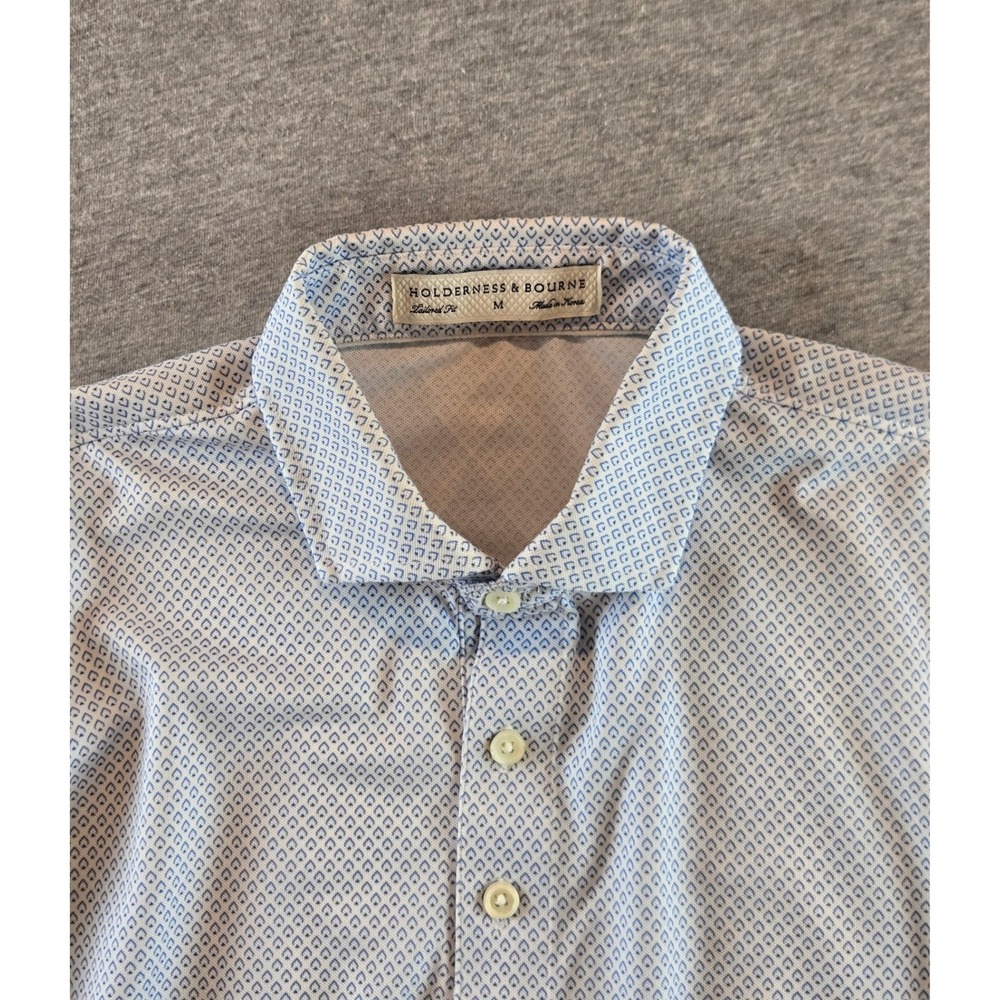Holderness & Bourne Polo Mens M White Cobalt Draper Preppy Golf Tailored Fit